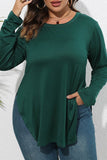 Women Plus Size Side Slit Long Sleeve T Shirt_Cwtbll0203