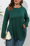Women Plus Size Side Slit Long Sleeve T Shirt_Cwtbll0203