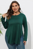 Women Plus Size Side Slit Long Sleeve T Shirt_Cwtbll0203