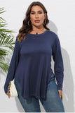 Women Plus Size Side Slit Long Sleeve T Shirt_Cwtbll0203