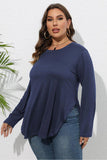 Women Plus Size Side Slit Long Sleeve T Shirt_Cwtbll0203