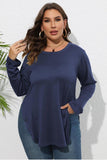 Women Plus Size Side Slit Long Sleeve T Shirt_Cwtbll0203