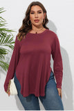 Women Plus Size Side Slit Long Sleeve T Shirt_Cwtbll0203