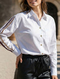 Turn Down Collar Stripe Long Sleeve Shirt_CWTBLL02030