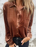 Stylish velvet collared shirt