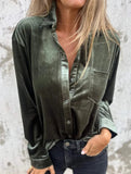Stylish velvet collared shirt