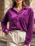 Stylish velvet collared shirt
