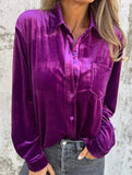 Stylish velvet collared shirt