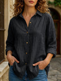 Solid Color Pleated Button-Up Shirt for Women_CWTBLL02038
