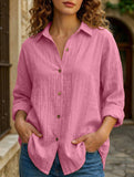 Solid Color Pleated Button-Up Shirt for Women_CWTBLL02038