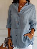 Solid Color Pleated Button-Up Shirt for Women_CWTBLL02038