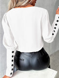 Solid Color V-Neck Button Long Sleeve Shirt_CWTBLL02042