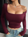 Square neck pullover bodycon casual top for women_CWTBLL02101