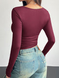 Square neck pullover bodycon casual top for women_CWTBLL02101