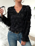 Fringe Shimmer Long Sleeve Blouse_CWTBLL02118
