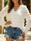 Fringe Ruffle Sleeve Shimmer Blouse_CWTBLL02119