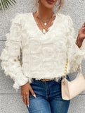 Fringe Ruffle Sleeve Shimmer Blouse_CWTBLL02119