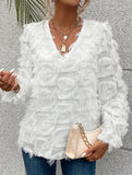 Fringe Ruffle Sleeve Shimmer Blouse_CWTBLL02119