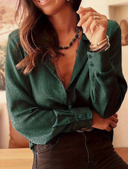 Women Satin Leopard Jacquard Button Shirt_CWTBLL02125