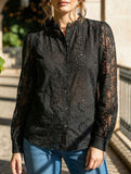 Elegant Lace Stand Collar Long Sleeve Black Shirt_CWTBLL02151