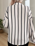 Elegant Striped Single-Breasted Office Shirt_CWTBLL02152