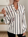 Elegant Striped Single-Breasted Office Shirt_CWTBLL02152