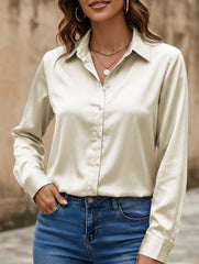 Satin imitation silk shirt for women_CWTBLL02176