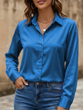 Satin imitation silk shirt for women_CWTBLL02176