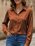 Satin imitation silk shirt for women_CWTBLL02176