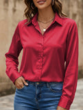 Satin imitation silk shirt for women_CWTBLL02176