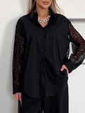 White Lace Patchwork Collared Blouse Shirt_CWTBLL02225