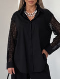White Lace Patchwork Collared Blouse Shirt_CWTBLL02225