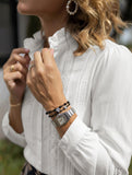 Pleated V Neck Elegant Relaxed Shirt_CWTBLL02227
