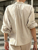 Striped Tie Front V Neck Casual Shirt_CWTBLL02228