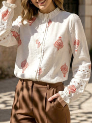 Lace Patchwork French Style Cardigan Shirt_CWTBLL02229
