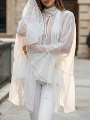 Sexy Tencel Ruffle Sleeve Mid-Length Blouse for Women_CWTBLL02235