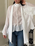 Sexy Tencel Ruffle Sleeve Mid-Length Blouse for Women_CWTBLL02235