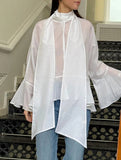 Sexy Tencel Ruffle Sleeve Mid-Length Blouse for Women_CWTBLL02235