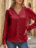 Red Long Sleeve Casual Shirt for Women_CWTBLL02239