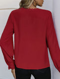 Red Long Sleeve Casual Shirt for Women_CWTBLL02239