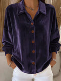 Velvet Long Sleeve Button Shirt Top_CWTBLL02275