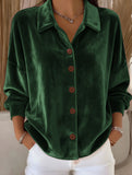 Velvet Long Sleeve Button Shirt Top_CWTBLL02275