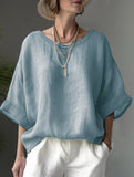 Loose Fit Plus Size Crewneck Casual Shirt_CWTBLL02281
