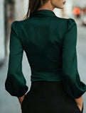 Women's elegant satin tie-waist top