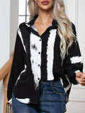 Abstract art print long-sleeved shirt for women
