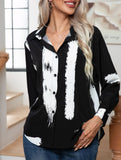 Abstract art print long-sleeved shirt for women