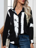 Abstract art print long-sleeved shirt for women