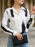 Abstract art print long-sleeved shirt for women