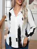 Abstract art print long-sleeved shirt for women