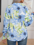 Fashionable printed lantern sleeve blouse for women